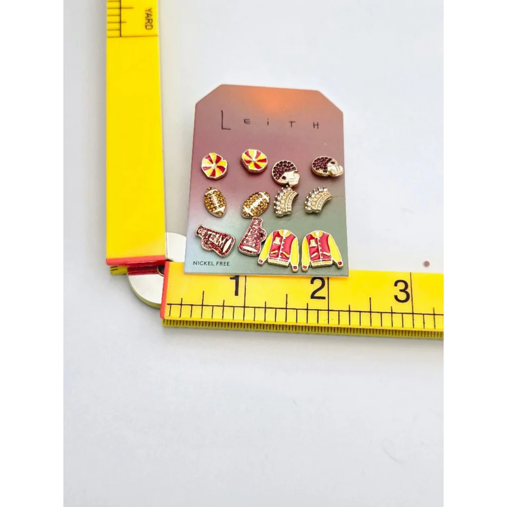 Leith Homecoming Inspired Cute Six Pairs Earrings Red and Gold Stud Earrings NWT